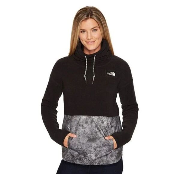 The North Face Womens Riit Sherpa Fleece Cowl Neck Pullover, Black/Gray, Size M - Picture 1 of 11
